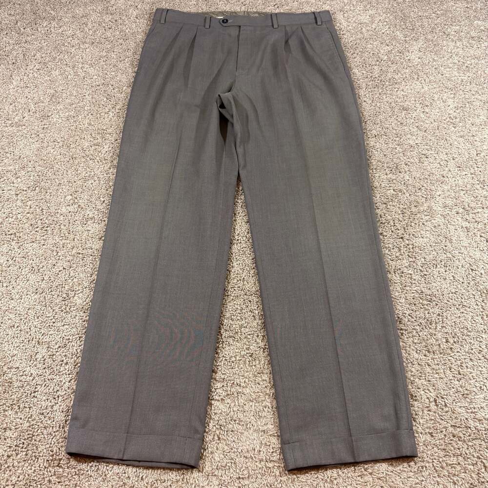 Lauren Ralph Lauren Gray Pleated Dress Pants Mens 36x32 Classic Cuffed Slacks